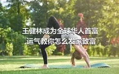 王健林成为全球华人首富,运气教你怎么发家致富