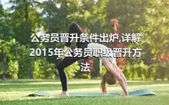 公务员晋升条件出炉,详解2015年公务员职级晋升方法